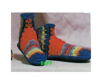 Slipper Sock Crochet Pattern Vintage Men's Size 11 Slippers PDF Crochet Pattern Easy to Make Mens Home Slippers