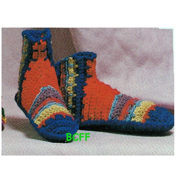 Slipper Sock Crochet Pattern Vintage Men's Size 11 Slippers PDF Crochet Pattern Easy to Make Mens Home Slippers