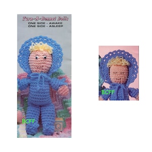 Crochet Pattern Doll Bonnet Vintage Childs Doll Awake and Asleep Crochet Pattern PDF