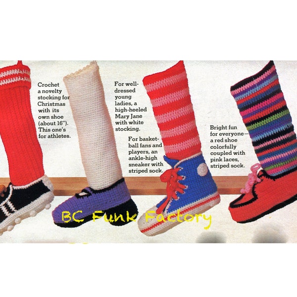 Christmas Crochet Pattern - Novelty Stockings - Running Shoe Crochet - Xmas Stockings - PDF Crochet Pattern