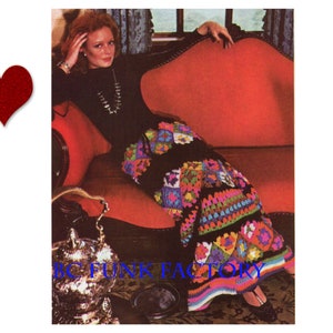 Crochet Pattern Granny Square Skirt - Vintage 1970's Crochet Womens Skirt Crochet Pattern PDF
