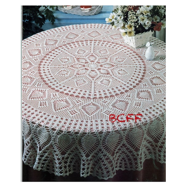 Motif de nappe ananas héritage motif au crochet vintage décoration de table ronde décoration de table fil au crochet PDF motif au crochet