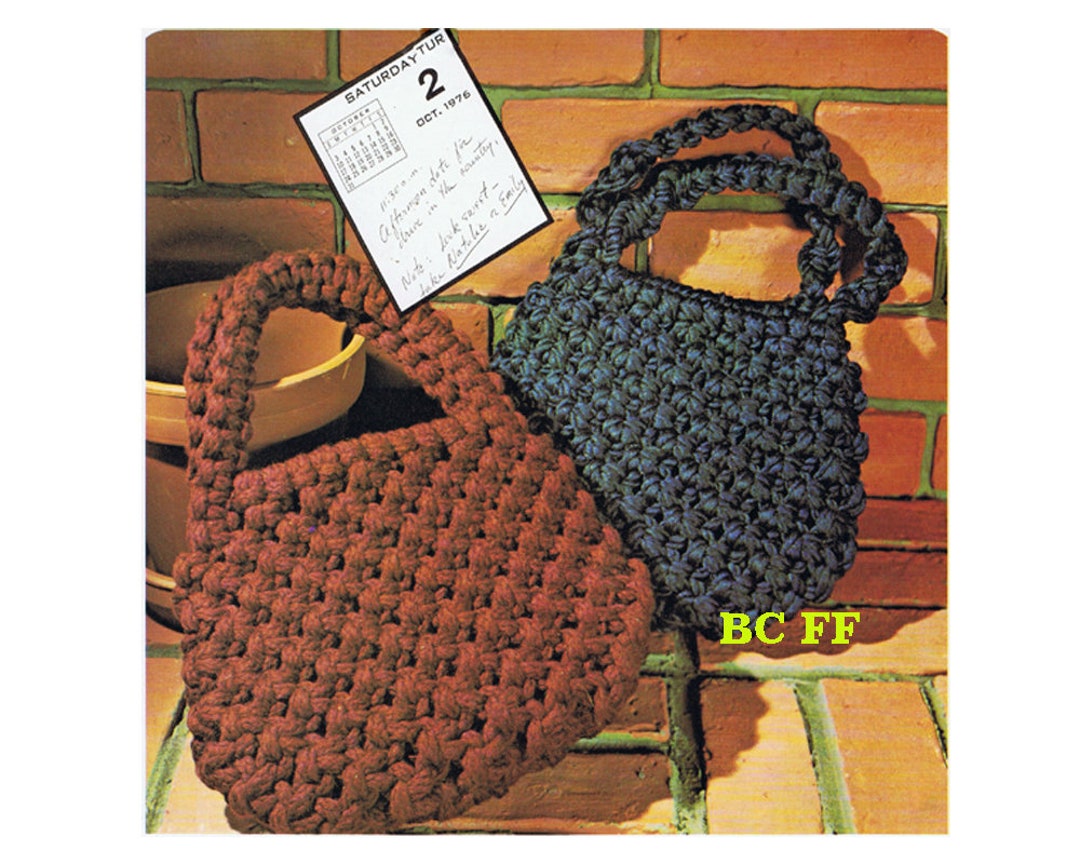 Macrame Purse Patterns - 2 Vintage Handbag Patterns - Women's Macrame ...
