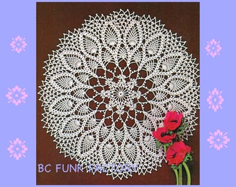Pineapple Doily Crochet Pattern - Vintage Thread Crochet Table Center DIY Crochet - Crochet Pattern PDF