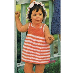 Toddlers&#39; Dress Crochet Pattern - Hat Pattern - 4 ply - Size 1 - 2 - 3 Vintage 1970s PDF Crochet Pattern Instant Download