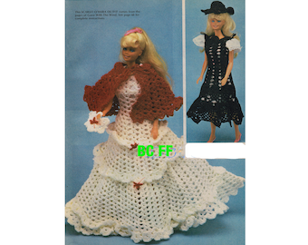Patrón de crochet para ropa de muñeca, vestidos de muñeca de moda, patrón de crochet vintage para muñeca adolescente en PDF.