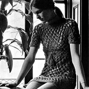 Crochet Dress Pattern - Women&#39;s BOHO Dress - Vintage 1970&#39;s PDF Crochet Pattern  SIzes Small - Medium - Large