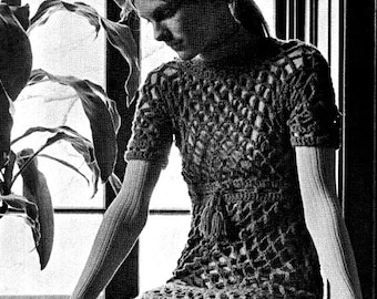 Crochet Dress Pattern - Women's BOHO Dress - Vintage 1970's PDF Crochet Pattern  SIzes Small - Medium - Large