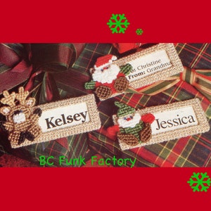 Plastic Canvas Pattern Christmas Tags Santa Reindeer Elf Pattern - Xmas Vintage Plastic Canvas PDF Pattern 7 Mesh Pattern