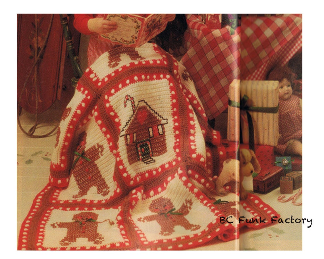 Gingerbread Man Afghan Crochet Pattern Vintage Christmas Decor Etsy