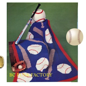 Crochet Pattern Afghan Baseball Theme Afghan Pattern - Blanket Crochet Includes Pattern for Baseball Pillow Crochet Pattern PDF