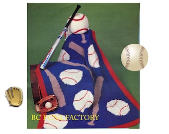 Crochet Pattern Afghan Baseball Theme Afghan Pattern - Blanket Crochet Includes Pattern for Baseball Pillow Crochet Pattern PDF