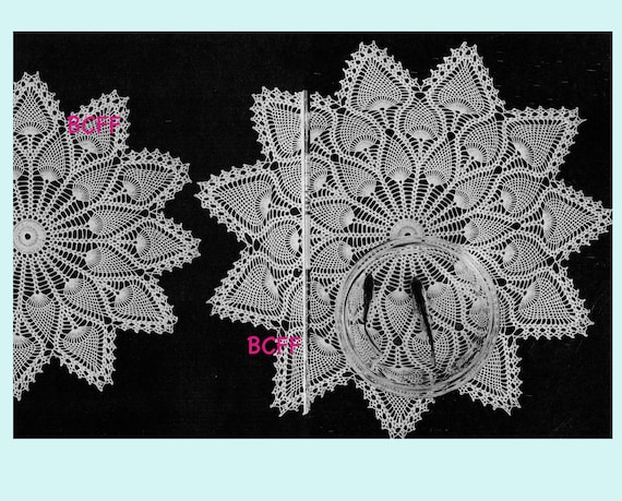 Vintage Pineapple Centerpiece Doily Crochet Pattern - 70's Home Decor Thread Crochet - PDF Crochet Pattern