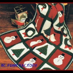 Christmas Afghan Crochet Pattern Size 44 x 60" Snowman & Xmas Trees PDF Crochet Pattern  Instant Download on ETSY