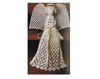 Crochet Pattern Christmas Snow Angel  - Vintage Sitting Angel Thread Crochet Decoration -PDF Crochet Pattern Instant Download