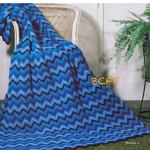 Afghan Crochet Pattern - Home Decor Crochet Chevron Ripple Throw - 70's  PDF Crochet Pattern Instant Download