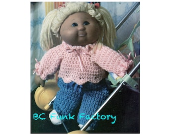 PDF Doll Clothes Crochet Pattern - Cabbage Patch Sweater Plus Pants Crochet Pattern Vintage 80's Doll Clothes