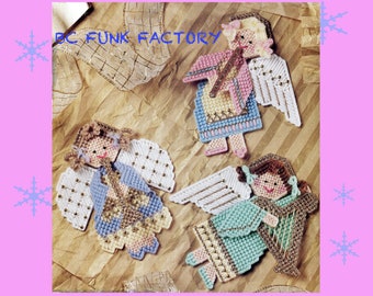 Christmas Plastic Canvas Pattern Angels Xmas Pattern - Vintage PDF Plastic Canvas Pattern - DIY Plastic Canvas - 7 Mesh Pattern