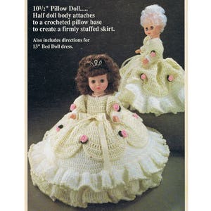 Pillow Doll Crochet Pattern - Vintage Doll Dress PDF Crochet Pattern Instant Download