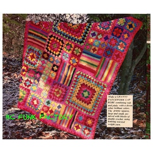 Crochet Pattern Afghan Vintage Patchwork Lap Robe Granny Squares Blanket Pattern Crochet Pattern PDF