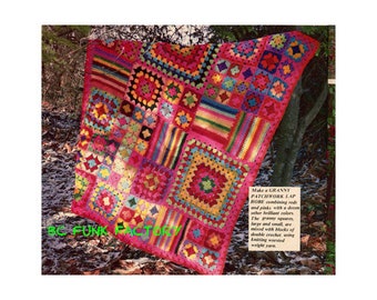Crochet Pattern Afghan Vintage Patchwork Lap Robe Granny Squares Blanket Pattern Crochet Pattern PDF
