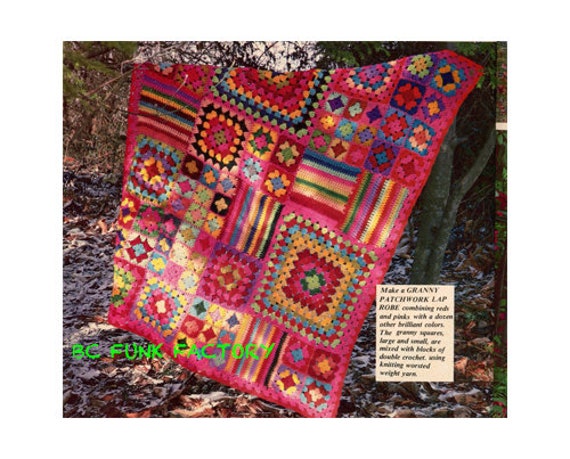 Crochet Pattern Afghan Vintage Patchwork Lap Robe Granny Squares Blanket Pattern Crochet Pattern PDF