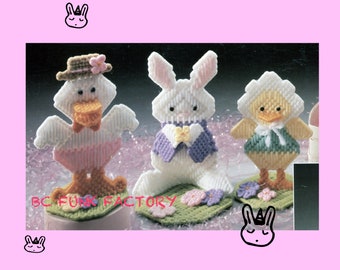 Plastic Canvas Easter Pattern - Easter Bunny - Chick - Duck Pattern - Vintage PDF Plastic Canvas Pattern