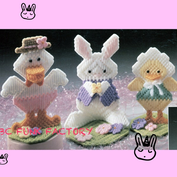 Plastic Canvas Easter Pattern - Easter Bunny - Chick - Duck Pattern - Vintage PDF Plastic Canvas Pattern