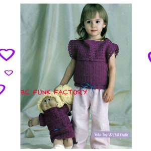 Girls Crochet Top Pattern - Matching Cabbage Patch Doll Top and Skirt PDF Crochet Pattern Printable Download