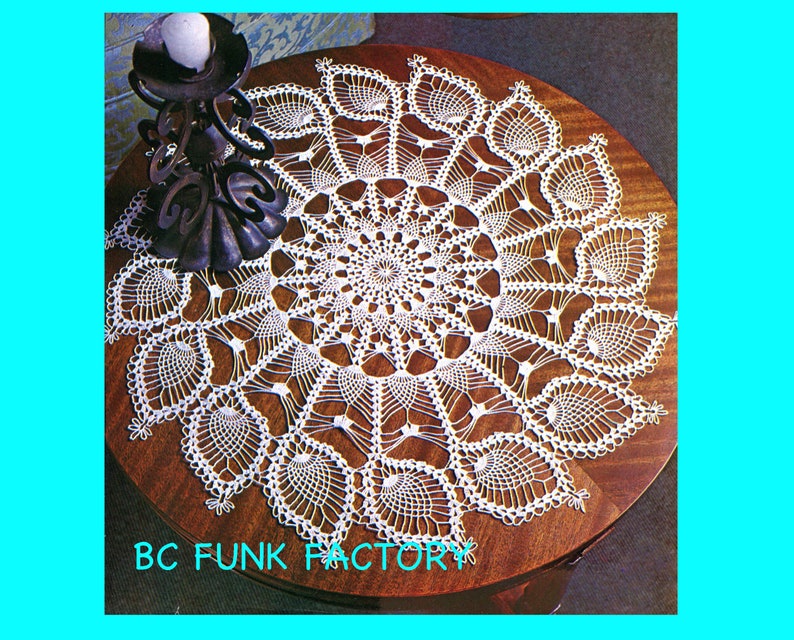 Doily Crochet Pattern Pineapple Table Center Doily Vintage Thread Crochet PDF Pattern image 1