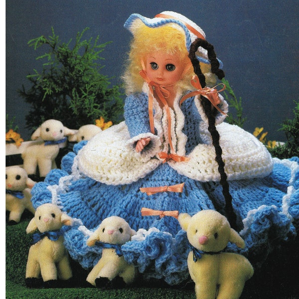 Bed Doll Crochet Pattern - Lil Bo Peep  13" Bed Doll - Simple Crochet Stitches - Home Decor PDF Crochet Pattern