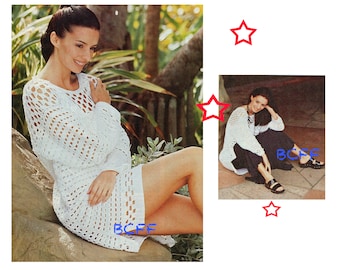Crochet Top Pattern - Womens Cover Up Crochet Pattern - Vintage Summer Tunic - PDF Crochet Pattern