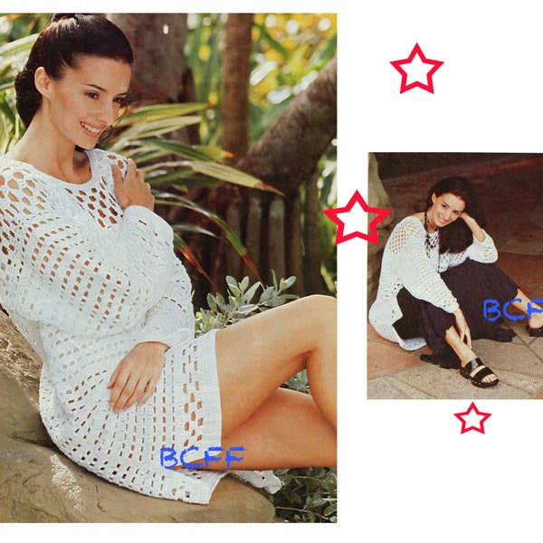 Crochet Top Pattern - Womens Cover Up Crochet Pattern - Vintage Summer Tunic - PDF Crochet Pattern