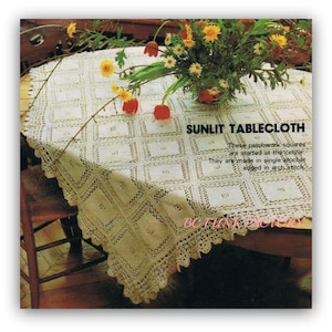 Crochet Tablecloth Pattern Square Cut Table Cover Thread Crochet Tablecloth PDF Crochet Pattern