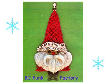 Patrón de macramé - Adorno de pared de Papá Noel, decoración vintage de macramé de los años 70. Patrón PDF de macramé.