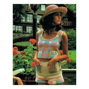 1970&#39;s Women&#39;s Short Shorts and Crop Tank Top PDF Crochet Pattern Instant Download