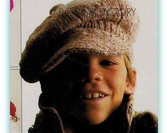 Modèle de tricot bonnet gavroche tailles pour enfants - femmes - hommes chapeau vintage PDF modèle de tricot numérique téléchargement immédiat