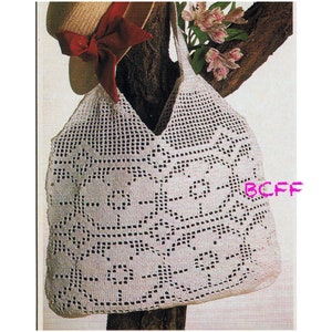Filet Häkelanleitung Damen Tragetasche Muster - Handtasche - Markttasche - Sommertasche PDF Häkelanleitung Instant Download