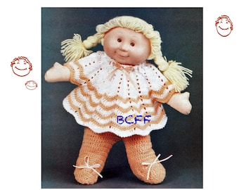 PDF Doll Clothes Crochet Pattern - Cabbage Patch Pram Outfit Plus Shoe Crochet Pattern Printable Download