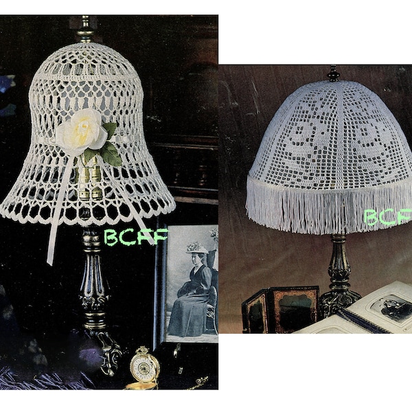 PDF Crochet Pattern Lace Table Lamp Shades Thread Crochet Pattern - Filet Crochet Lampshade pattern - PDF Crochet Pattern