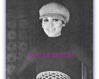 Women's Newsboy Hat Crochet pattern 70's Crochet Hat Visor Cap PDF Crochet Pattern Instant Download