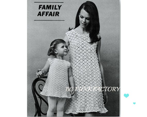 JUST £1.69!! 2 Sizes Vintage 70s Crochet Pattern Little Girl /& Baby/'s Dress