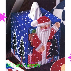 Plastic Canvas Pattern  Santa Tissue Holder - Christmas Tissue Box Pattern - Vintage PDF Plastic Canvas Pattern