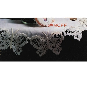 PDF Crochet Pattern - Butterfly Doily Edging 70&#39;s Digital Crochet Pattern Home Decor crochet