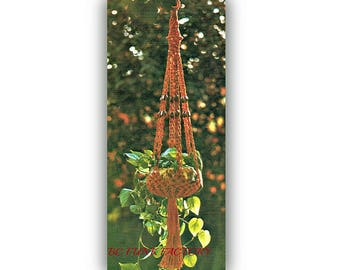 Colgador de plantas de macramé, decoración vintage para el hogar, patrón de macramé en PDF, descarga instantánea.