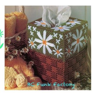 Plastic Canvas Pattern  Daisy Tissue Box Plastic Canvas Pattern - Vintage PDF Plastic Canvas Pattern DIY Plastic Canvas Tissue Box