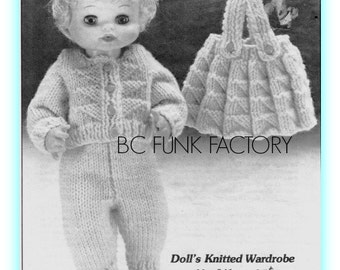 Vintage Doll Clothes Knitted Wardrobe Pattern For 13" - 15" and 17" Dolls PDF Knitting Pattern Instant Download