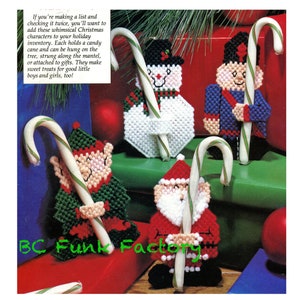 Plastic Canvas Pattern  Candy Cane Holder Santa - Elf - Snowman - Nutcracker Christmas  Pattern - Vintage PDF Plastic Canvas Pattern
