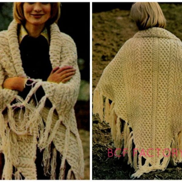 Shawl Knitting Pattern - Women's Aran Shawl -  Wrap pattern -  Ladies Knitted Shawl - PDF Knitting Pattern