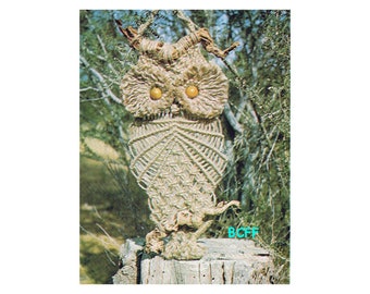 Macrame Owl Pattern How to Macrame Vintage 1970's Wall Hanger Digital Pattern Instant Download